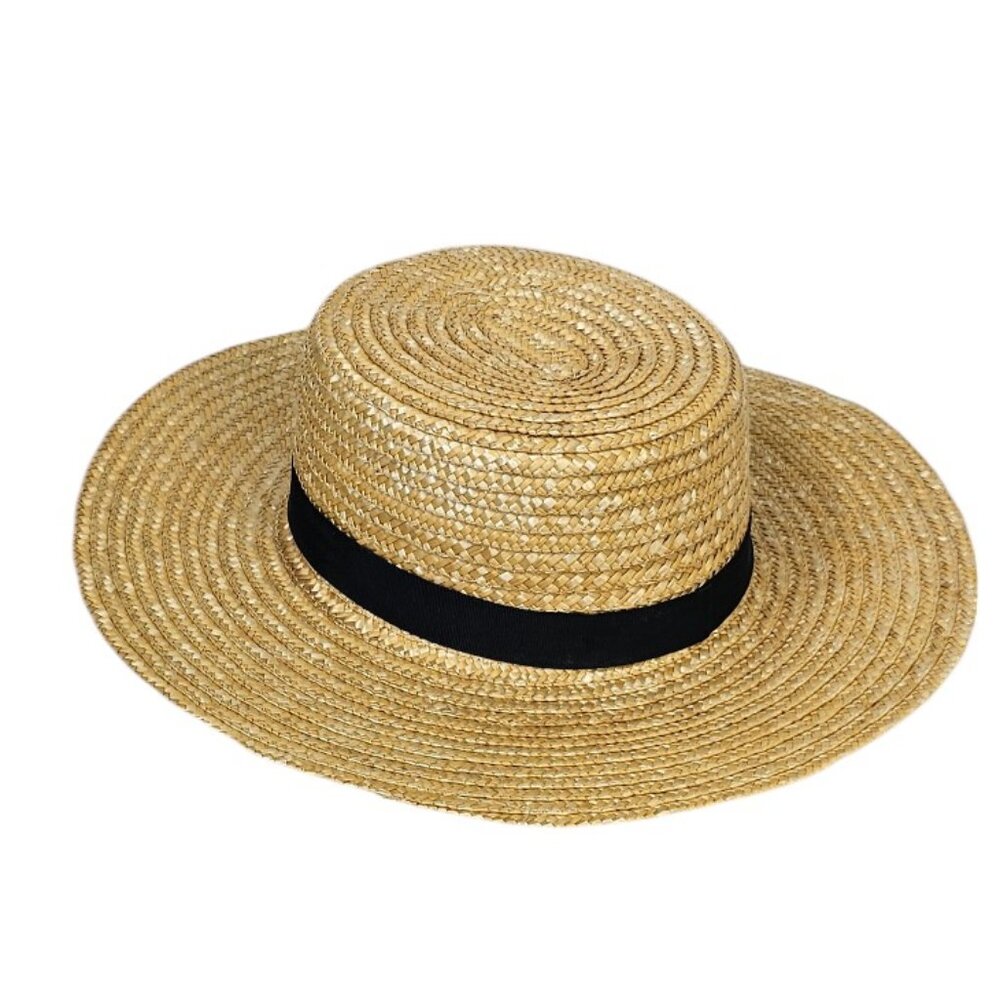 Aritzia Auxiliary 100% Straw Hat with Black Ribbon, Summer, Vacation Wide Brim